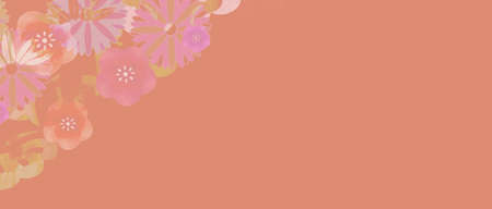 Pink background illustration of Japanese pattern with plum blossomsの写真素材