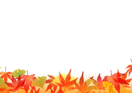 Frame illustration of autumn leavesの写真素材