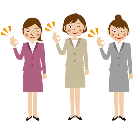 OK, 3 females of the poseのイラスト素材