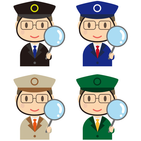 Driver's man of the four colors of cute smile has focusedのイラスト素材