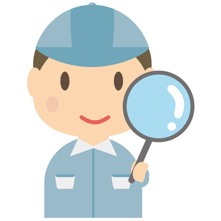 Cute male bule worker's has focusedのイラスト素材