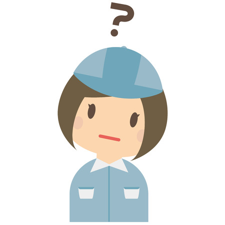 Cute female bule worker's have a questionのイラスト素材