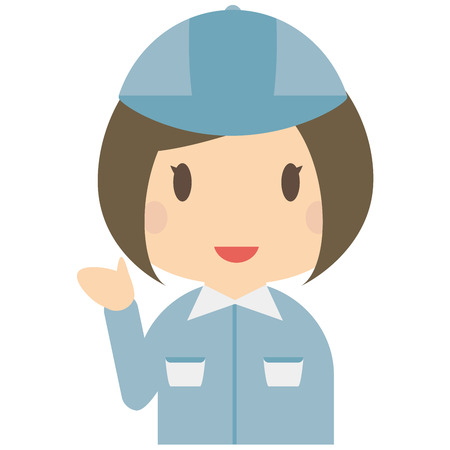 Cute female bule worker's has introducedのイラスト素材