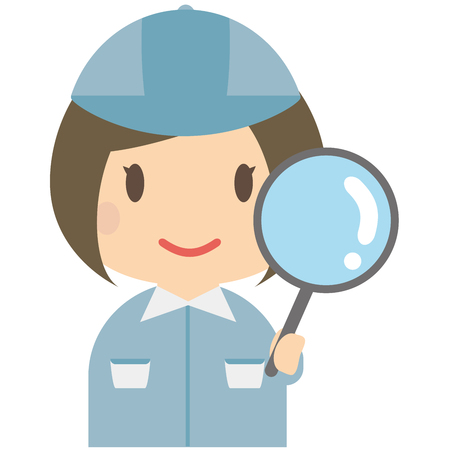 Cute female bule worker's has focusedのイラスト素材