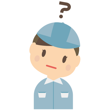 Lovely female bule worker's have a questionのイラスト素材