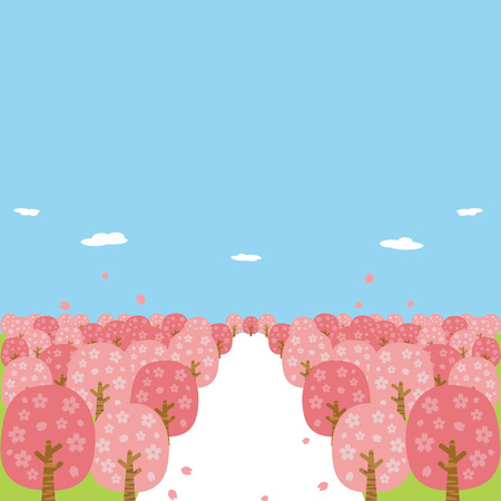 Spring cherry blossoms in full bloomのイラスト素材