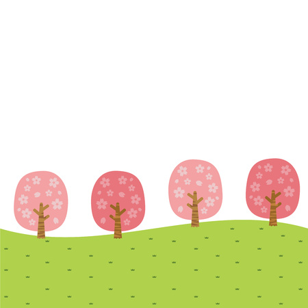 Cherry blossom pattern lined by side of cherry hillのイラスト素材