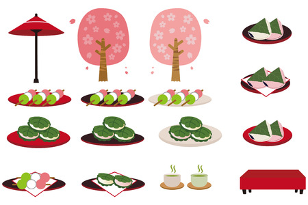 Ohanami icon setのイラスト素材