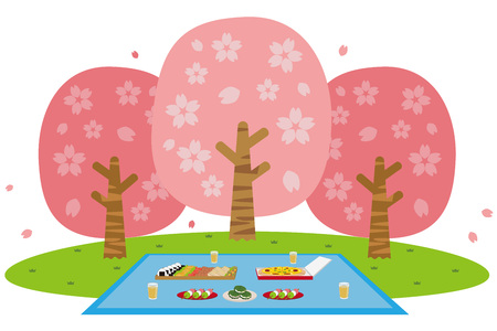 Cherry-blossom viewing with leisure seat.のイラスト素材