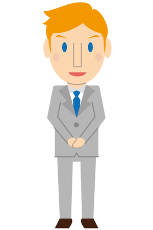 Young gray suit blonde men Welcomeのイラスト素材