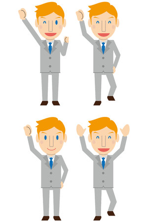 Young gray suit blonde men 4 pleasing setのイラスト素材