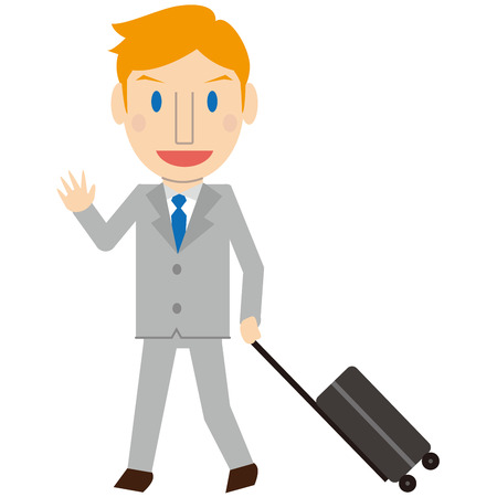 Young gray suit blonde men Business tripのイラスト素材