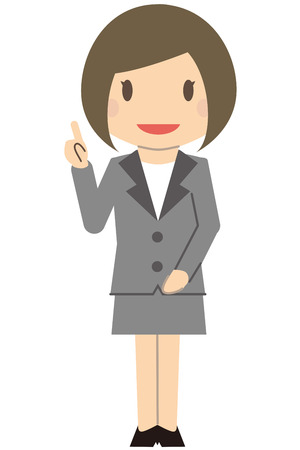 Cute business woman Bob and gray suit ladies Point explanationのイラスト素材
