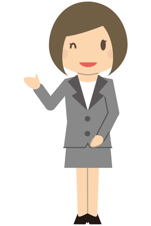 Cute business woman Bob and gray suit ladies Wink and introduceのイラスト素材