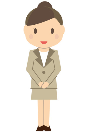Cute hair-tied business woman Beige suits women Hospitalityのイラスト素材