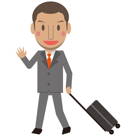 Cute African male gray suit businessman short hair business tripのイラスト素材