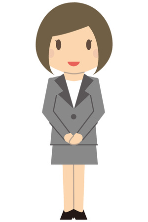 Cute business woman Bob and gray suits women pick upのイラスト素材