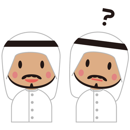 Cute Middle Eastern Male Smile and Hatenaのイラスト素材