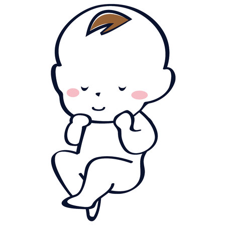 Cute baby sleeping Front line drawingのイラスト素材