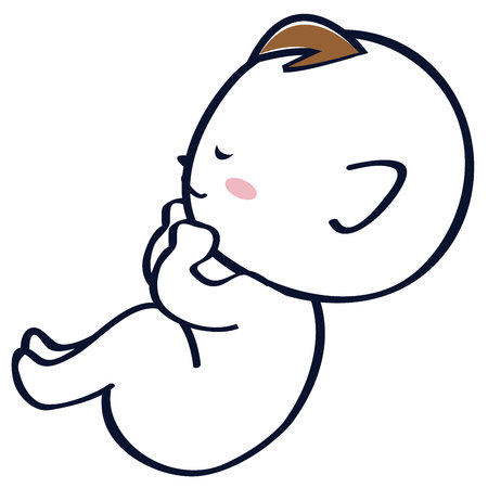 Cute baby line drawing sleeping sidewaysのイラスト素材