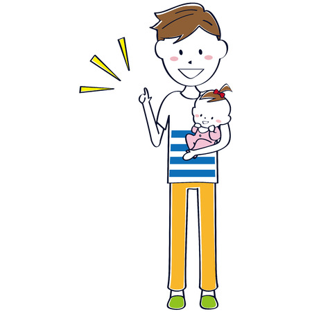 Refreshing Ikempapa full-body proposal holding childrenのイラスト素材