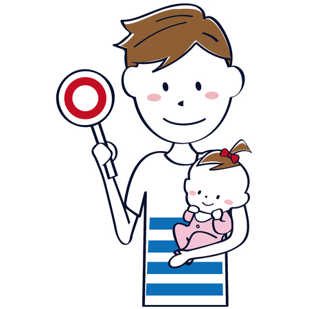 Refreshing Ikempapa upper body holding a child ?のイラスト素材