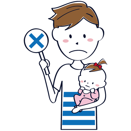 Refreshing Ikempapa upper body holding a child xのイラスト素材