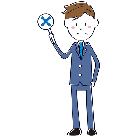 Cute line drawing salaryman whole body.のイラスト素材
