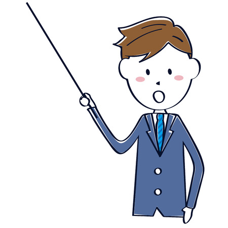 Cute line drawing salaryman Presentation upper bodyのイラスト素材