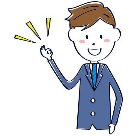 Cute line drawing salaryman fingers ? upper bodyのイラスト素材