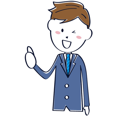 Cute line drawing salary man Gujjob upper bodyのイラスト素材
