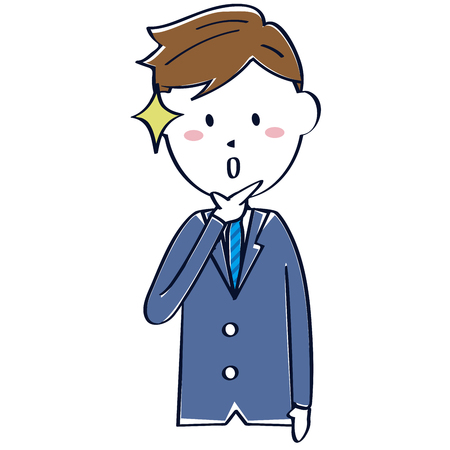 Cute line drawing salaryman interests upper bodyのイラスト素材