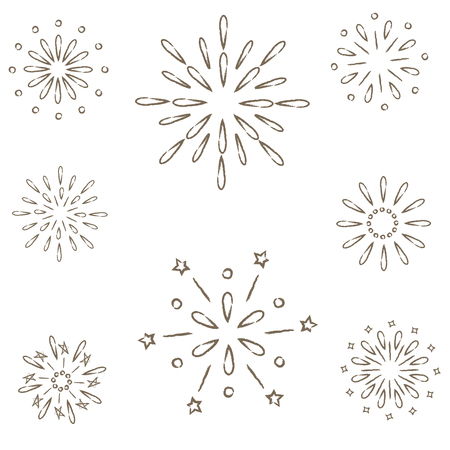 Fireworks drawn with thin linesのイラスト素材