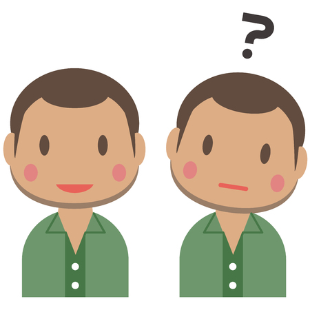 An African young man has smile and questionsのイラスト素材