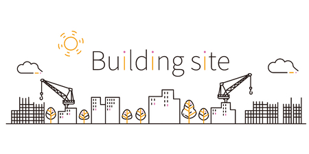 Building site of three color line drawingsのイラスト素材