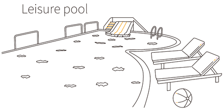 Pool black tone of line drawing of 3 colorsのイラスト素材