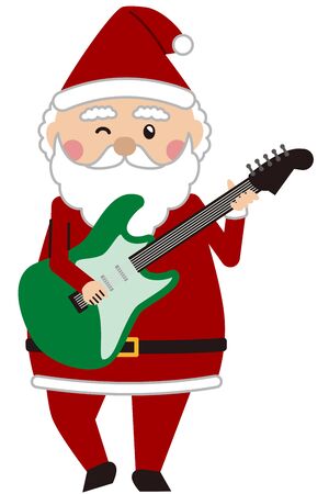 Christmas Santa playing guitarのイラスト素材