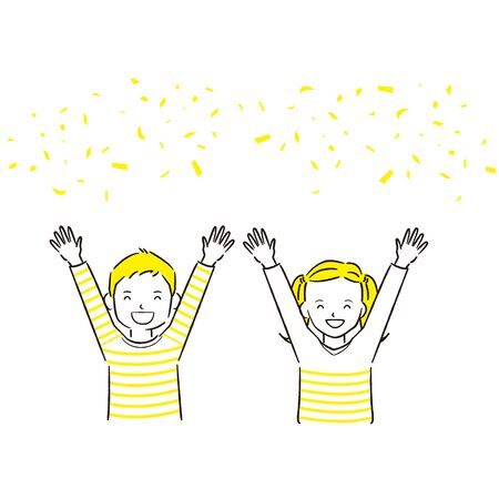 Hand-painted 1color boy girl banzaiのイラスト素材