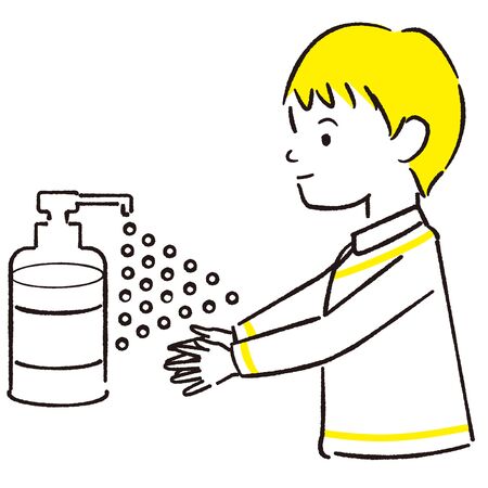 Hand-painted 1color boys alcohol disinfectionのイラスト素材