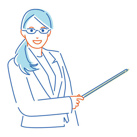 Glasses in suit woman presentation 3 colors paintのイラスト素材