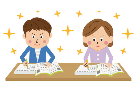 Pop young boys and girls study wellのイラスト素材