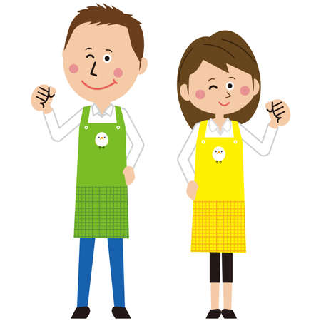 Nursery teacher man and woman pose gutsyのイラスト素材