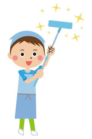 Pop kid boy window wiperのイラスト素材