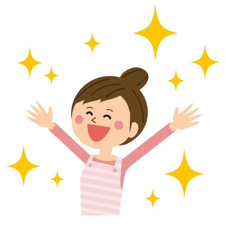 Woman in pop apron big profit big joyのイラスト素材