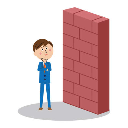 Man in pop blue suit "build wall" "hit wall"のイラスト素材