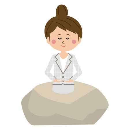 woman in a pop grey suit three years on the stoneのイラスト素材