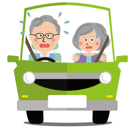 Trouble in driving seniorのイラスト素材