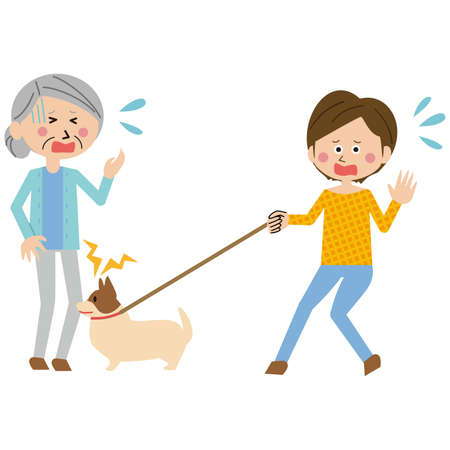 Woman's dog bites grandmother and gets hurtのイラスト素材