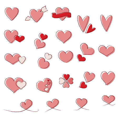 Gentle Line Art Heart Valentineのイラスト素材