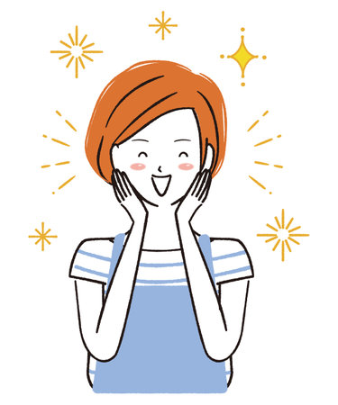 Line drawing color illustration Good skin tone in summerのイラスト素材